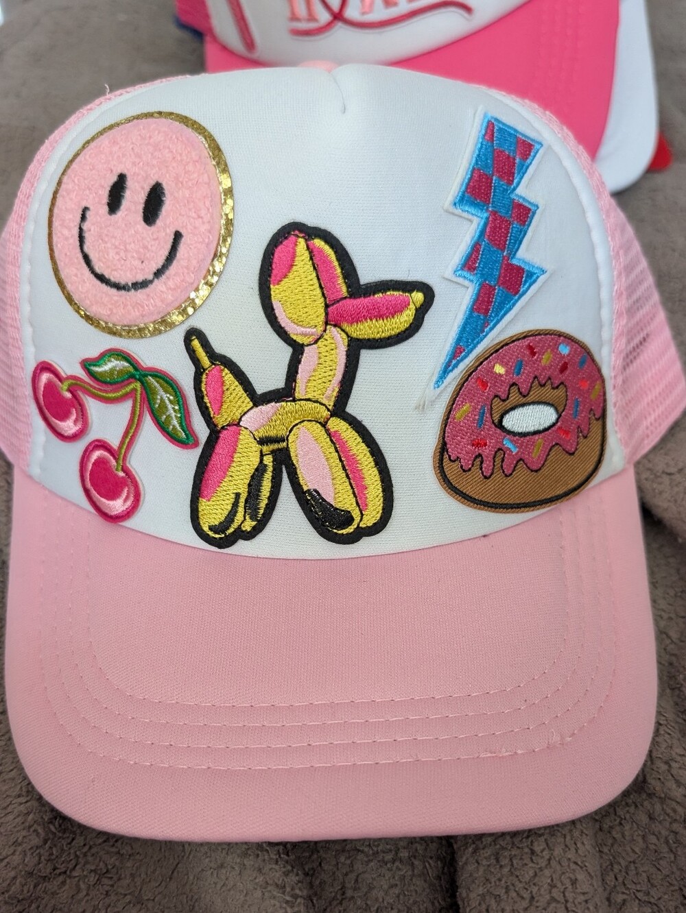 Pink Trucker Hat With Patches